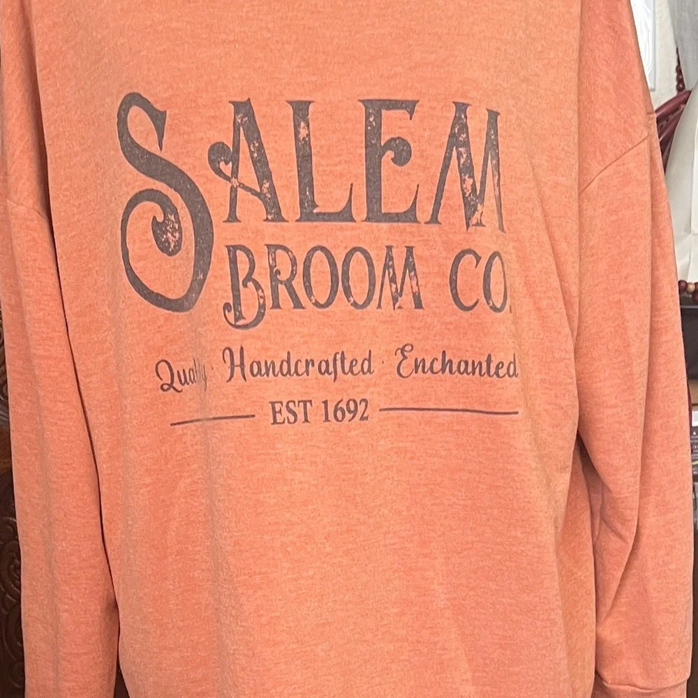 Women's Cozy Orange Crew Neck Sweater - Picture 2 of 7